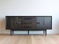 Mueble recibidor 180x40x75 cm - madera acabada en negro - 2 puertas y 3 cajones - diseño moderno y elegante
