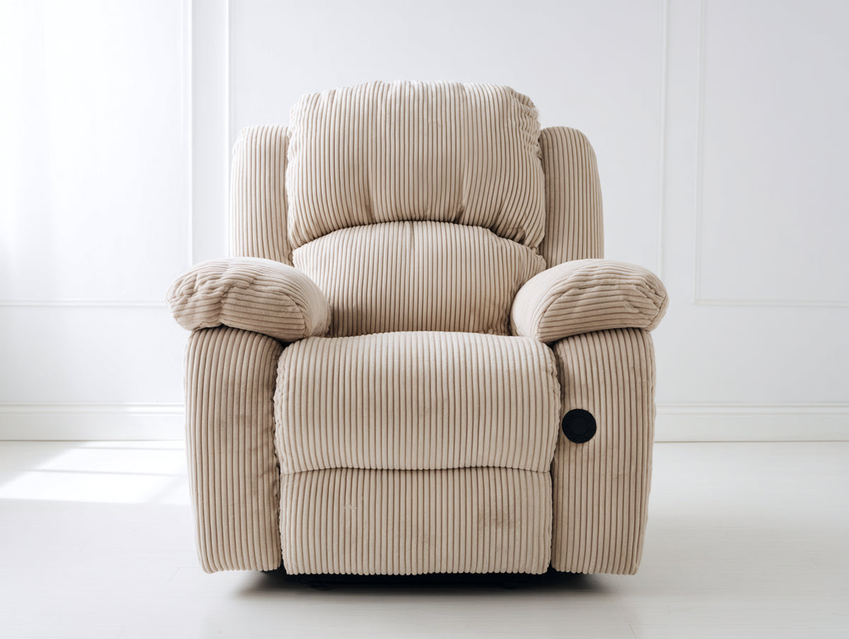 Sillón reclinable tapizado de tela de pana 85x95x105 cm - color beige - estilo moderno con función reclinable