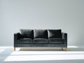 Sofá lineal 220x90x82 cm - negro - diseño moderno tapizado para salón