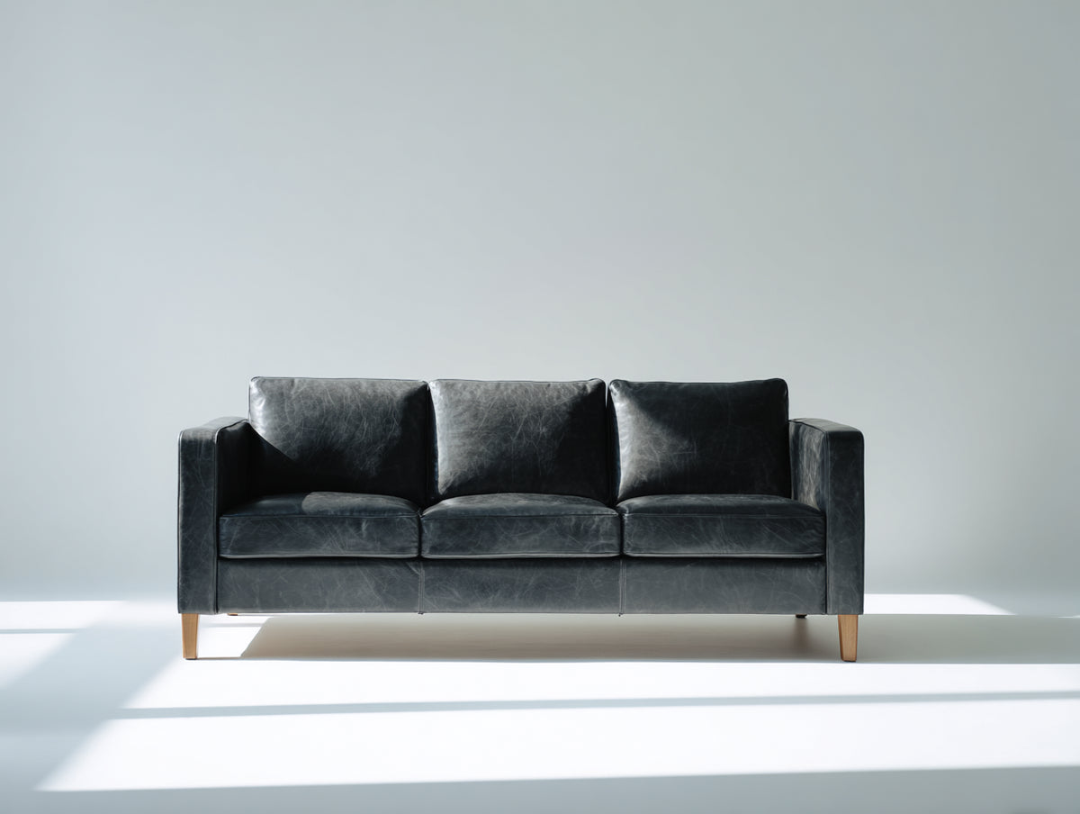 Sofá lineal 220x90x82 cm - negro - diseño moderno tapizado para salón
