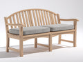 Banco de jardín 150x65x85 cm - madera acabado natural - diseño clásico con cojines grises