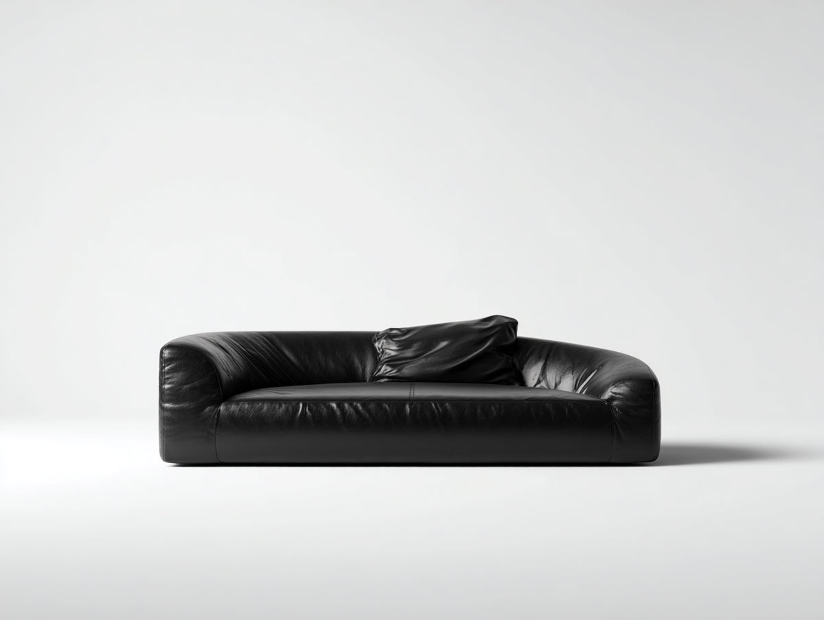 Sofás lineales tapizados efecto cuero 230x98x72 cm - Negro - Diseño contemporáneo de perfil bajo