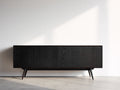 Mueble recibidor 180x40x75 cm - madera acabada en negro - diseño moderno y minimalista