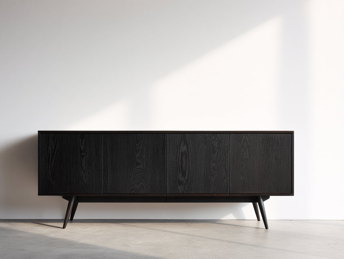 Mueble recibidor 180x40x75 cm - madera acabada en negro - diseño moderno y minimalista