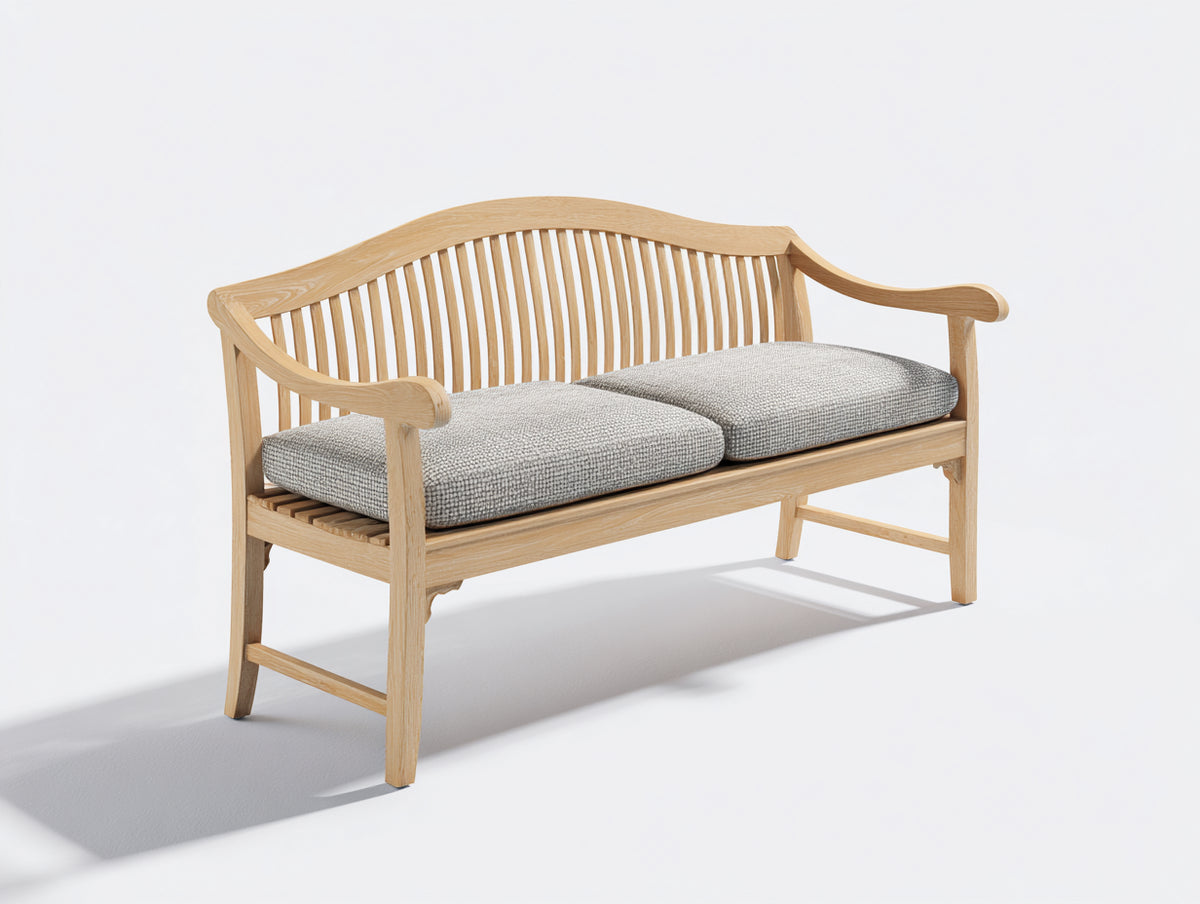 Bancos de jardín de madera 155 x 62 x 92 cm - madera natural y gris claro - diseño clásico con respaldo curvo