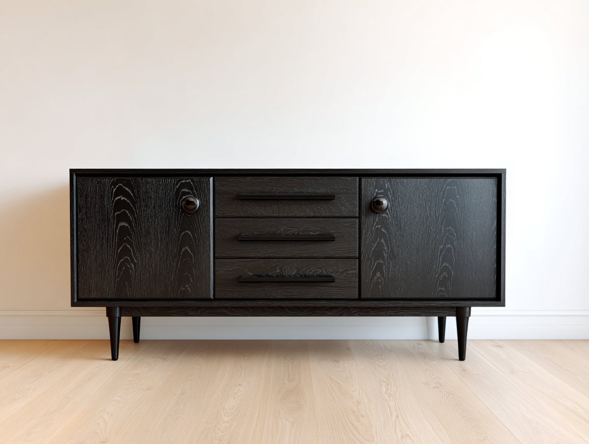 Mueble recibidor de madera acabado negro 180 x 40 x 75 cm - color negro - diseño moderno con almacenamiento