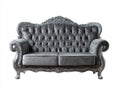 Sofá lineal tapizado de terciopelo 230x95x100 cm - color gris - estilo clásico con respaldo capitoné