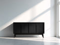 Mueble recibidor moderno de madera con cuatro puertas y patas elevadas 180x40x75 cm - color negro - estilo contemporáneo