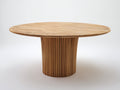 Mesas de jardín de madera 130 x 130 x 76 cm - madera natural - diseño redondo con base central acanalada