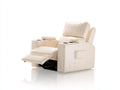 Sillón reclinable de piel sintética 90x95x105 cm - color blanco crema - estilo moderno con reposapiés ajustable