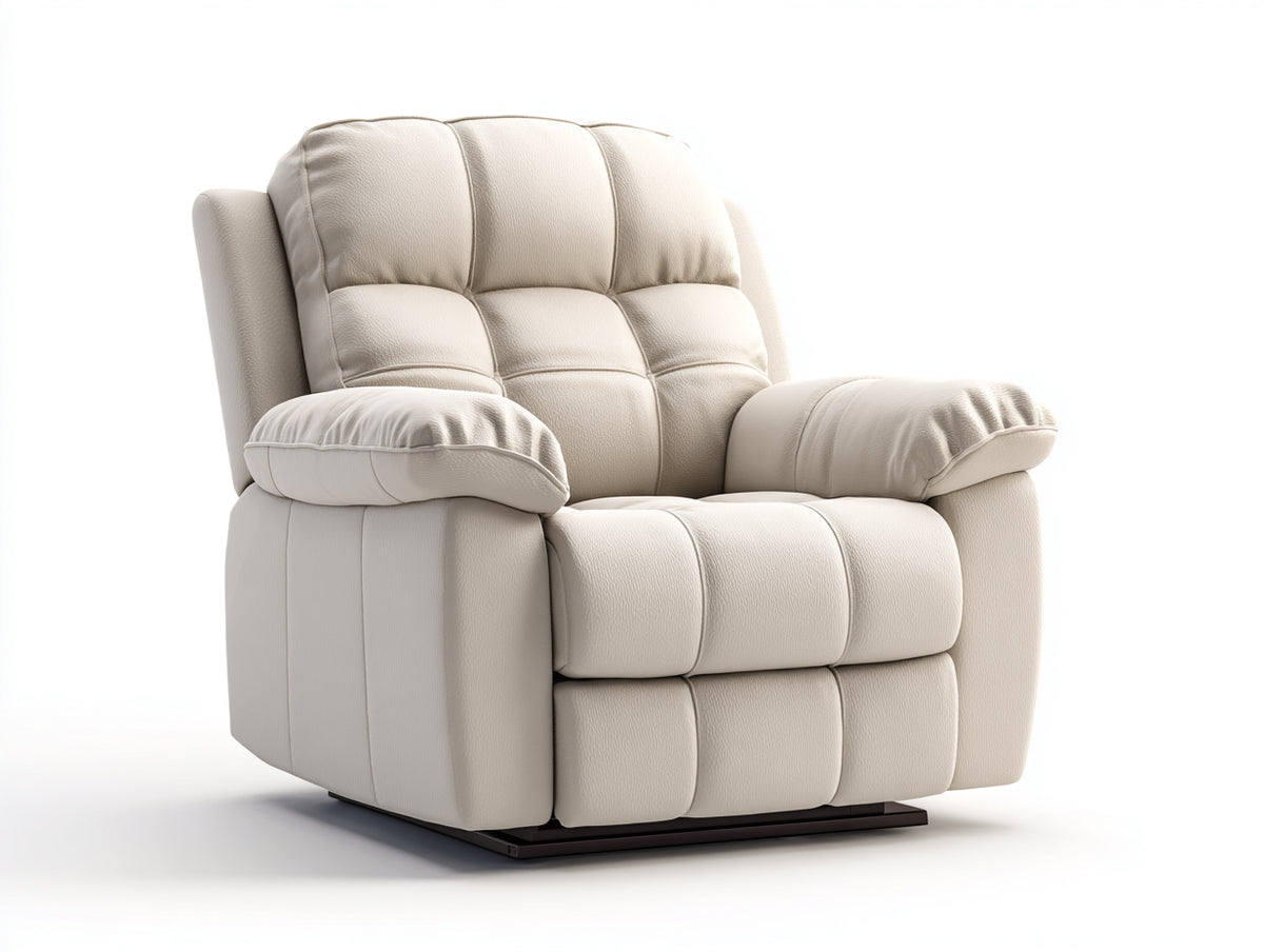 Sillón reclinable tapizado de piel sintética 90x95x105 cm - color blanco crema - estilo moderno con respaldo ajustable