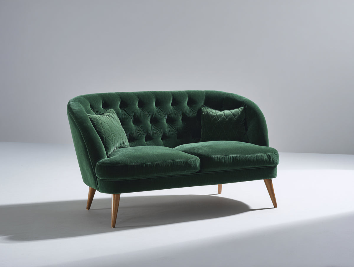 Sofás lineales de terciopelo 185x86x82 cm - Verde oscuro - Diseño moderno con respaldo capitoné