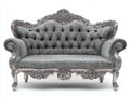 Sofás lineales de terciopelo 190x88x118 cm - Gris plateado - Estilo barroco con respaldo capitoné