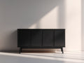 Mueble recibidor de madera 160 x 40 x 75 cm - Color negro - Diseño moderno con 4 puertas para entrada