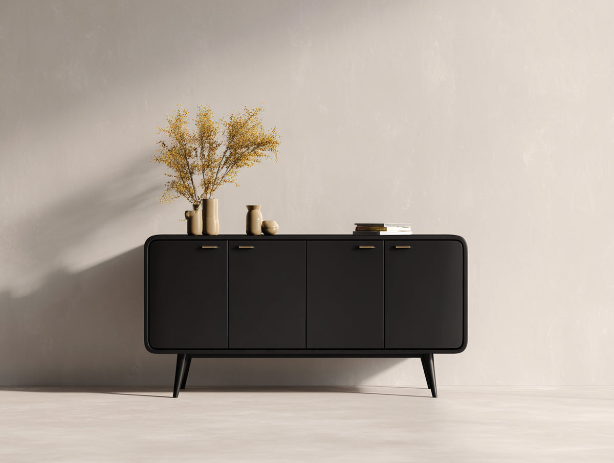Mueble recibidor 180x40x75 cm - madera negro - diseño moderno para entrada - almacenamiento elegante