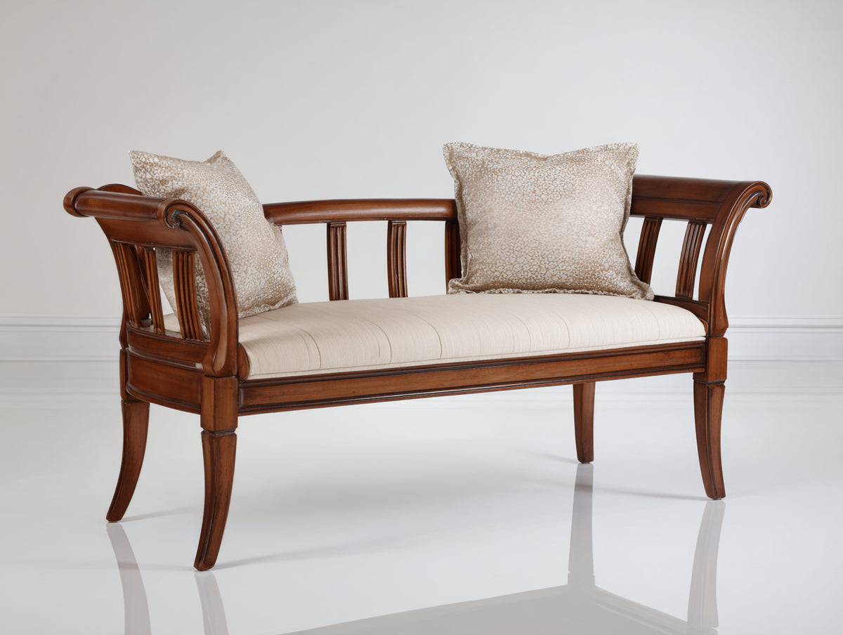 Banco de jardín de madera 180 x 70 x 85 cm - color marrón - diseño clásico con respaldo y reposabrazos