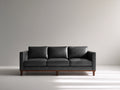 Sofá lineal de piel sintética negra 230 x 90 x 85 cm - color negro - diseño moderno con tres plazas