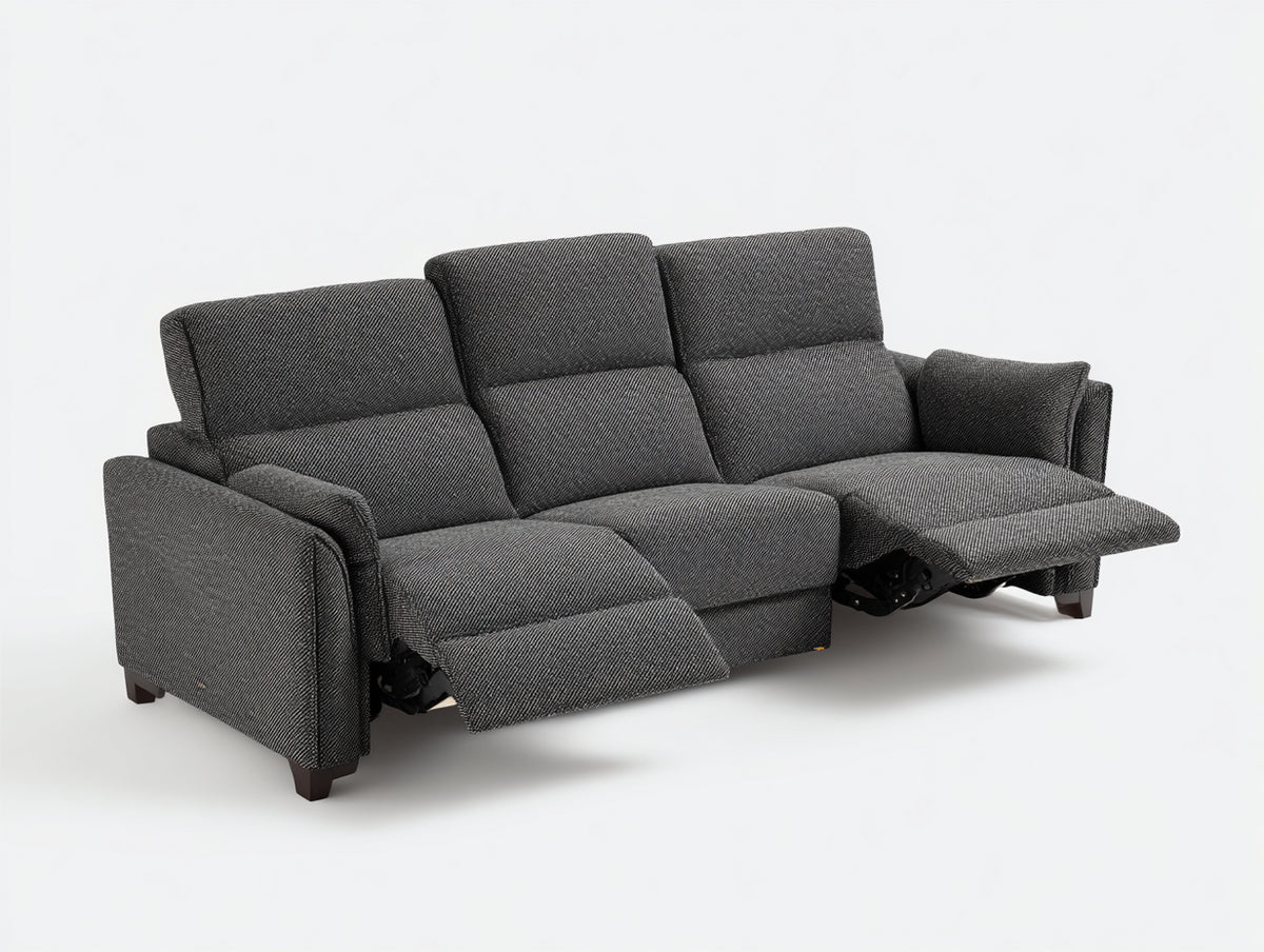 Sofá lineal reclinable 280x95x105 cm - gris oscuro - con asientos ajustables para salón