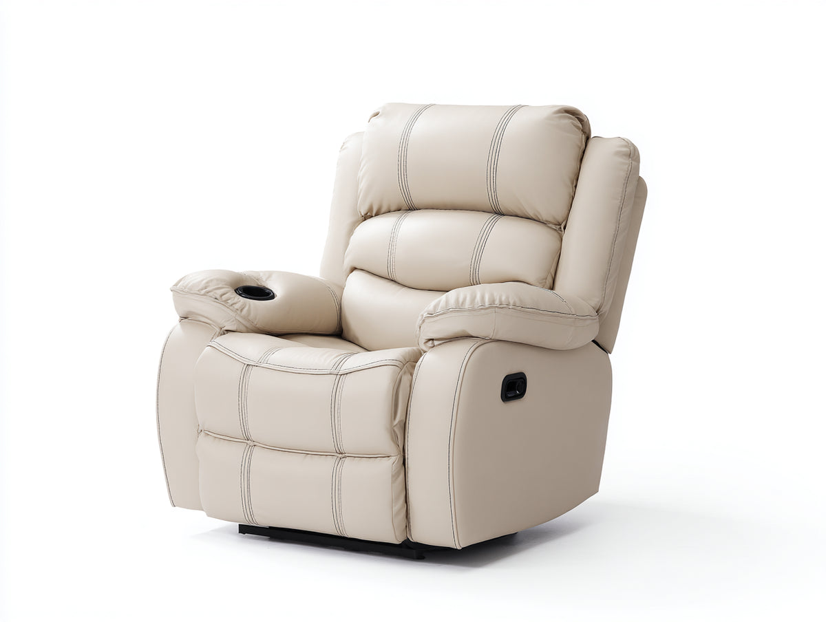 Sillón reclinable tapizado 82x95x105 cm - beige - con respaldo acolchado y reposapiés ajustable para salón